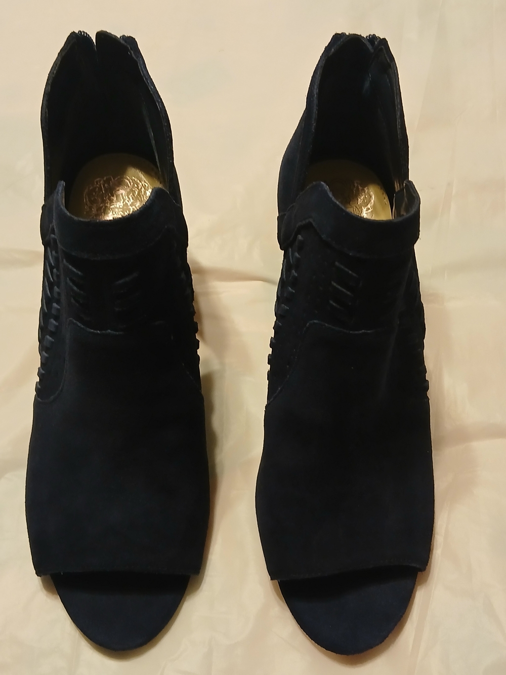 Vince Camuto Navy Suede Open-Toe Mules